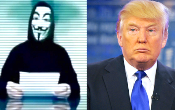 Anonymous says Donald Trump targeted because of hateful campaign